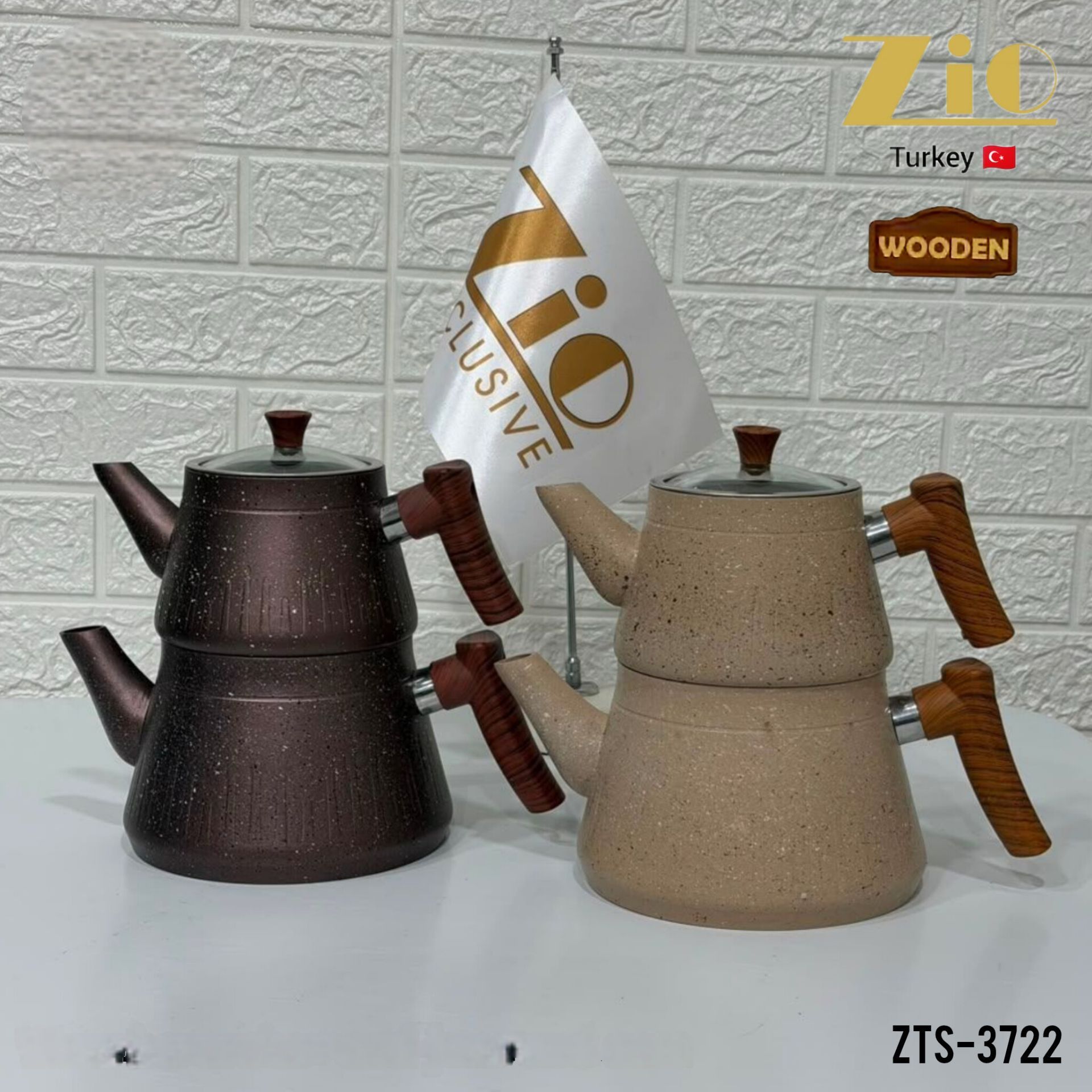 کتری قوری زیو مدل3722حجم کتری 2 لیتر حجم قوری 1 لیتر جنس بدنه آلومینیوم روکش گرانیت جنس دسته ها چوب باکالیت نسوز جنس بدنه تکنولوژی C3.