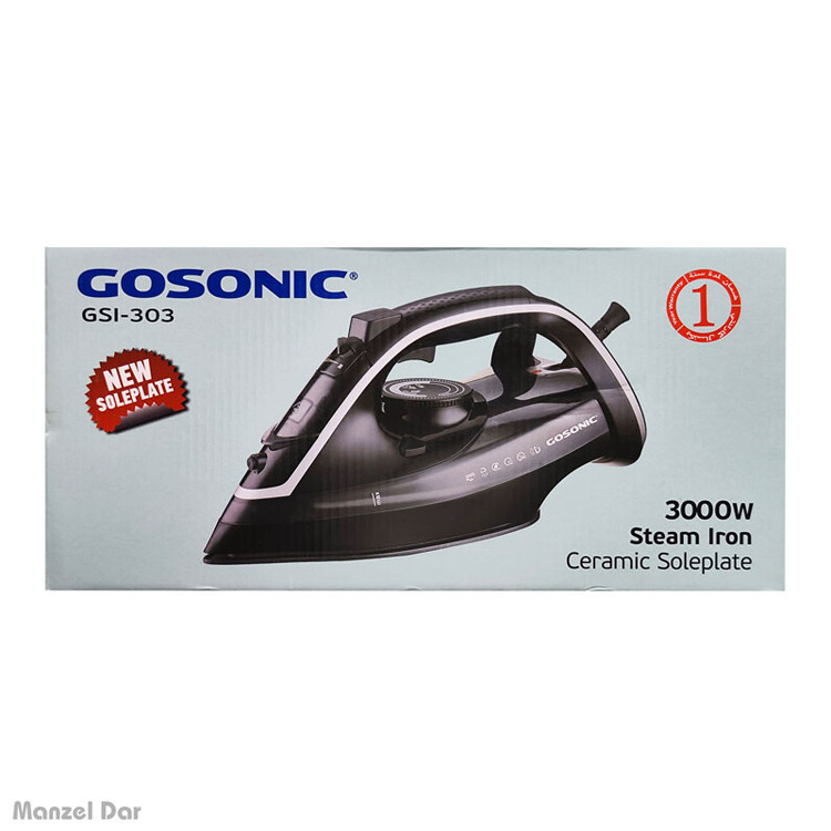 اتو بخار گوسونیک مدل GSI-303 جنس اصلی دارای توان مصرفی 3000 وات ، قابلیت کنترل دما و بخاردهی با سیستم های ضد رسوب ، ضد چکه و محافظ حرارتی و کفی سرامیکی است.